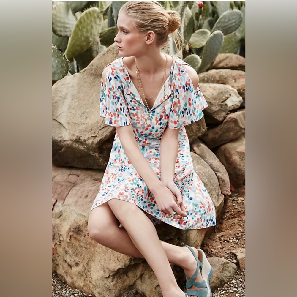 ANTHROPOLOGIE Fluttered Watercolour Dress